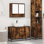 2 Piece Bathroom Furniture Set Smoked Oak Engineered Wood 3300922