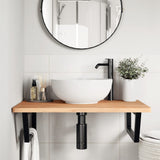 Basin Shelf Wall Mounted Steel and Solid Wood Beech 3302451
