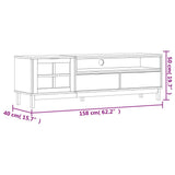 TV Cabinet with Glass Door FLAM 158x40x50 cm Solid Wood Pine 357821