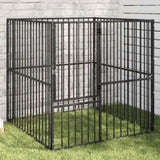 Dog Playpen 4 Panel Black Galvanised Steel 172210