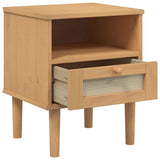 Bedside Cabinet SENJA Rattan Look Brown 40x35x48 cm Solid Wood Pine 358010