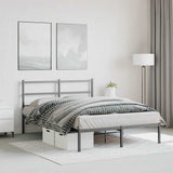 Metal Bed Frame without Mattress with Headboard Black 140x200cm 355366