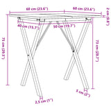 ZNTS Dining Table X-Frame 60x60x75 cm Solid Wood Pine and Steel 3282692