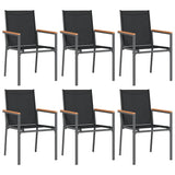 7 Piece Garden Dining Set Black Textilene and Steel 3187046