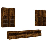 7 Piece TV Wall Cabinet Set with LED Lights Smoked Oak 3216775