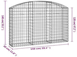 Arched Gabion Basket 150x30x120/140 cm Galvanised Iron 153446