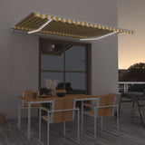 Manual Retractable Awning with LED 400x350 cm Yellow and White 3068983