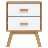 Bedside Cabinet OLDEN White and Brown Solid Wood Pine 358584