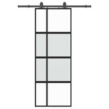 Sliding Door with Hardware Set Black 76x205 cm Tempered Glass 3375920