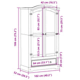 Wardrobe Corona White 102x52x186 cm Solid Wood Pine 4012157