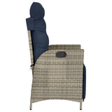 Reclining Garden Chair with Footrest Grey Poly Rattan 365287