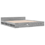 Bed Frame with Drawers without Mattress Grey Sonoma 180x200 cm Super King 3280732
