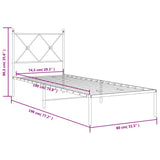 Metal Bed Frame without Mattress with Headboard White 75x190cm 376541