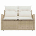 Garden Sofa with Cushion Beige 124 x 62 x 69cm Poly Rattan 42006736