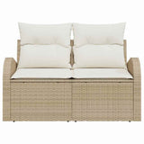 Garden Sofa with Cushion Beige 124 x 62 x 69cm Poly Rattan 42006736