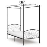 284475 Canopy Bed Frame without Mattress Black Metal 100x200 cm