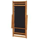 Folding Chair Eucalyptus Wood and Fabric Black 310316