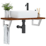 Basin Shelf Wall Mounted Steel and Solid Wood Oak 3302346