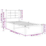 Metal Bed Frame without Mattress with Headboard Black 80x200cm 355552
