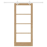 Sliding Door Natural 86 x 198.5 cm Solid Pine Wood and Glass 3332227