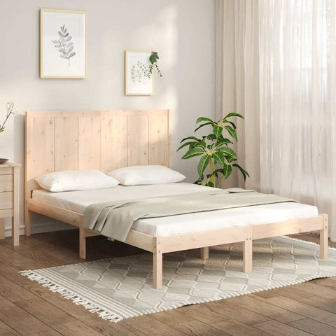 ZNTS Bed Frame without Mattress 150x200 cm King Size Solid Wood Pine 3105735