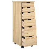 Rolling Cabinet Brown 34 x 39 x 93.5 cm Solid Pine Wood 42032394