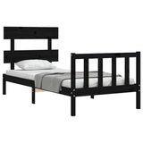 Bed Frame without Mattress Black 100x200 cm Solid Wood Pine 3193265