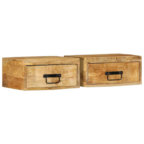 ZNTS Wall-mounted Bedside Cabinets 2 pcs Solid Rough Wood Mango 4017455