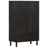 Highboard Black 60x33x100 cm Solid Wood Mango 356849