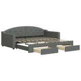 Daybed with Trundle&Drawers without Mattress Dark Grey 90x190 cm Single 3197604