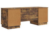 Desk with Shelf Smoked Oak 142.5 x 50 x 75 cm Engineered Wood 3414626