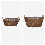 Planter Basket with Storage 2 pcs Brown Lacak Rattan 42020964