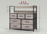 Rustic Chest of Seven Fabric Drawers - Grey Wood Effect T3398P330513