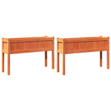 Garden Planters 2 pcs with Legs Wax Brown Solid Wood Pine 837569