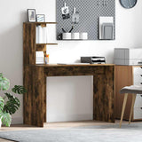 Desk with Shelf Smoked Oak 102 x 50 x 124 cm Engineered Wood 869358
