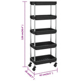5-Tier Kitchen Trolley Black 42x29x128 cm Iron and ABS 336331