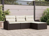 Sofa Set with Cushion 4 pcs Brown and White Poly Rattan 3354657