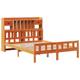 Bookcase Bed without Mattress Wax Brown 150x200 cm King Size Solid Wood Pine 3322191