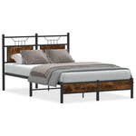 Bed Frame without Mattress Smoked Oak 120x190 cm Small Double Engineered Wood 4106887