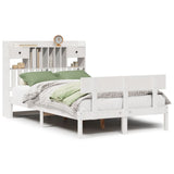 Bookcase Bed without Mattress White 135x190 cm Double Solid Wood Pine 3321825