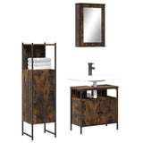 3 Piece Bathroom Furniture Set Smoked Oak Engineered Wood 3214817