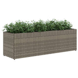 ZNTS Garden Planter with 3 Pots Grey 105x30x32 cm Poly Rattan 366418