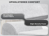 Storage Ottoman with Armrest, Upholstered Linen Storage Bench, Window Seat with Rubberwood Legs, T3398P329507