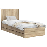 Bed Frame with Storage and Headboard Sonoma Oak 75 x 190 cm 3413991