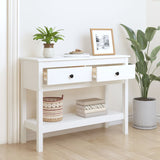 Console Table White 100x35x75 cm Solid Wood Pine 814625