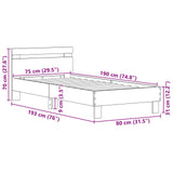 Bed Frame Black Oak 75 x 190 cm Engineered Wood 8003738