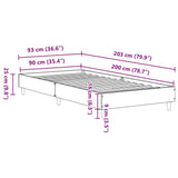 Bed Frame Concrete Grey 203 x 93 x 25 cm Engineered Wood 861051