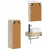 Bathroom Cabinet Set 4 pcs Sonoma Oak 50 x 14.5 x 70 cm 3407385