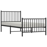 Metal Bed Frame without Mattress with Footboard Black 90x200cm 350875