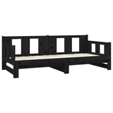 Pull-out Day Bed without Mattress Black Solid Wood Pine 2x cm 820296